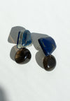 Pebbles Earrings in Lapis and Smokey Quartz