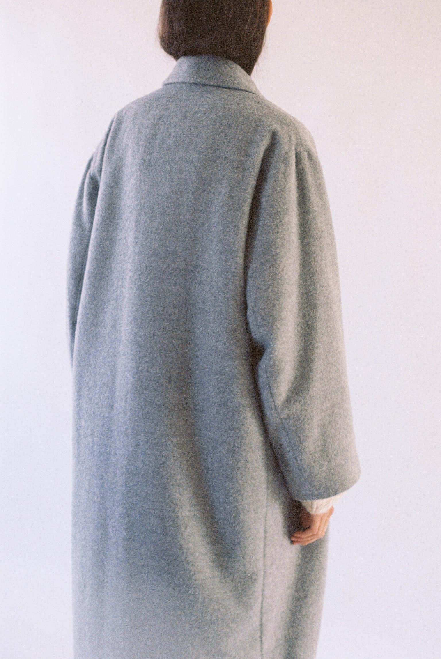 Brushed Car Coat in Light Grey