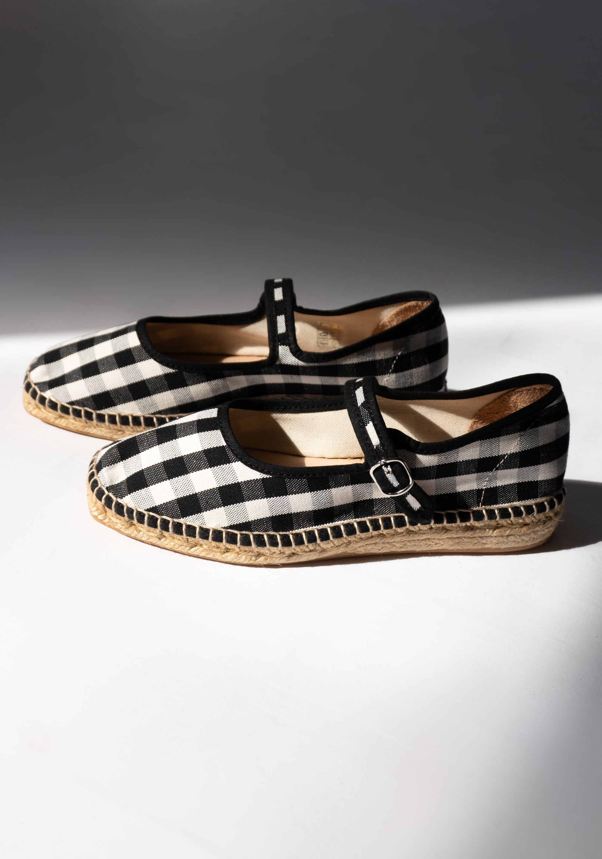 Peonia Espadrille Mary Jane in Black Check