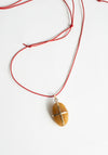 Ribbon Stone Pendant in Gold with Red Cord