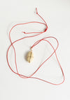 Ribbon Stone Pendant in Gold with Red Cord