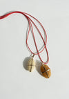 Ribbon Stone Pendant in Gold with Red Cord