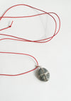 Ribbon Stone Pendant in Sterling with Red Cord