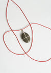 Ribbon Stone Pendant in Sterling with Red Cord