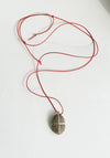 Ribbon Stone Pendant in Sterling with Red Cord
