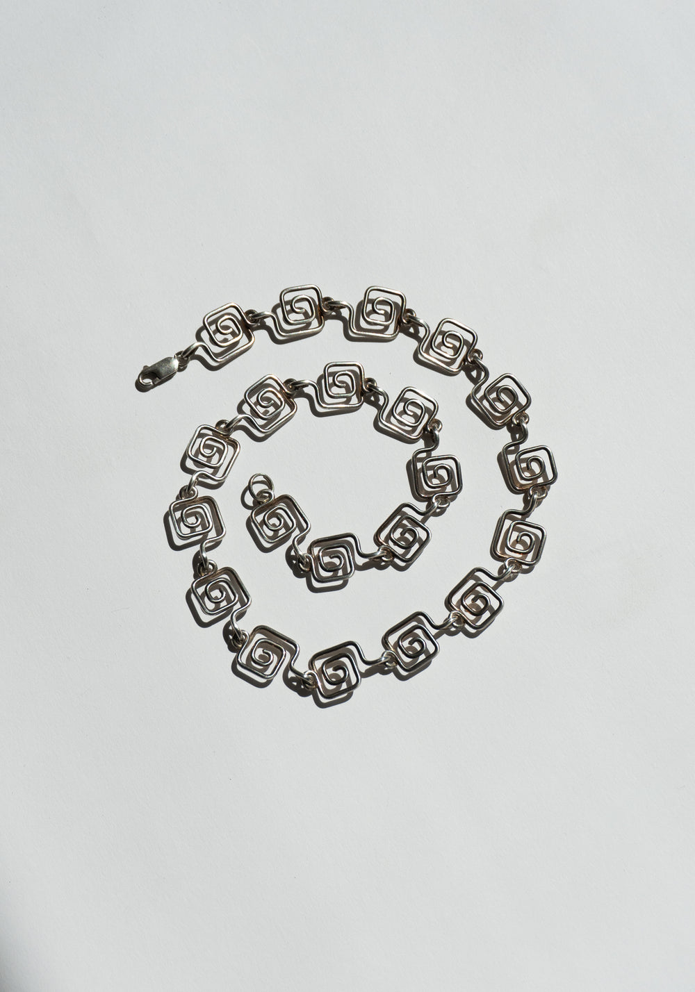 Vintage Sterling Swirl Link Chain Necklace