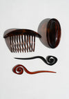 French Tapered Edge Side Hair Comb Set in Tortoise Shell