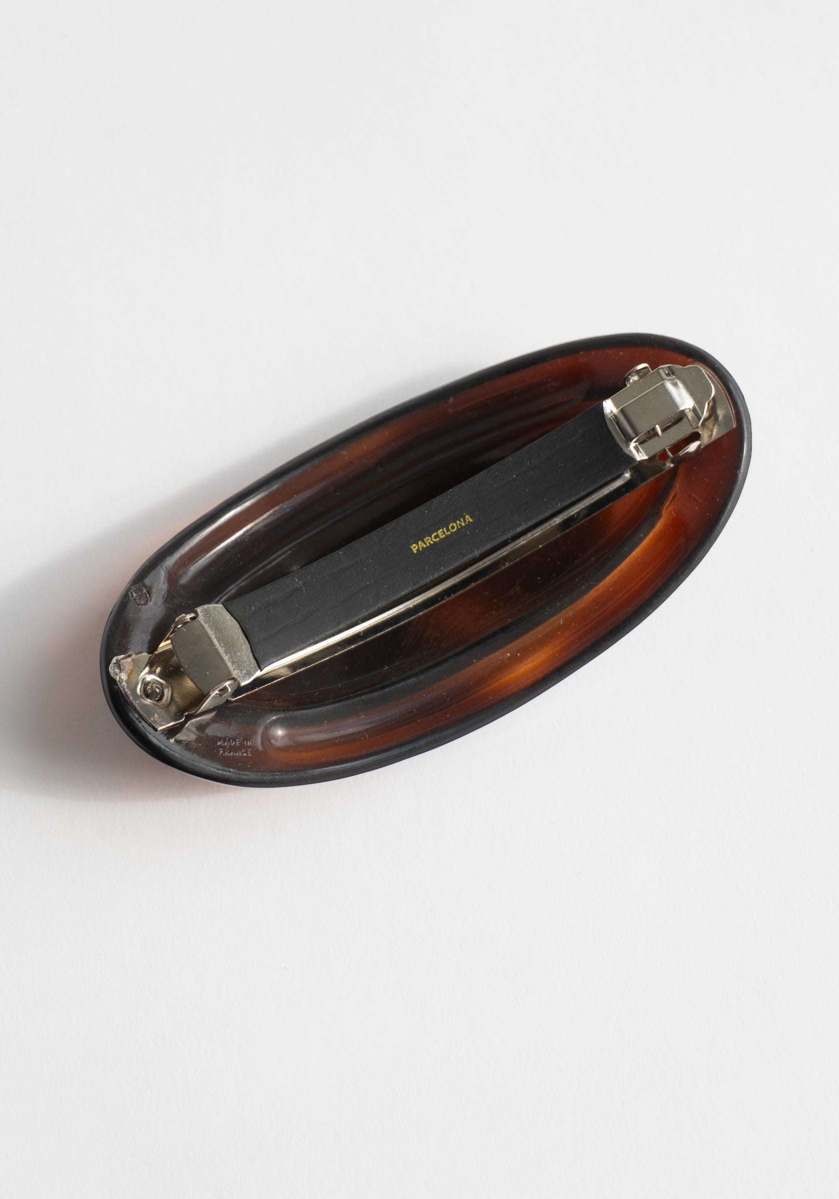 French Large Oval Barrette in Tortoise