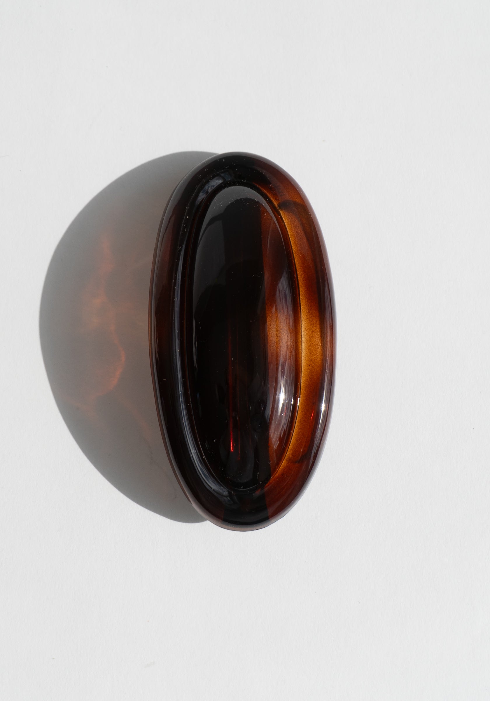 French Large Oval Barrette in Tortoise