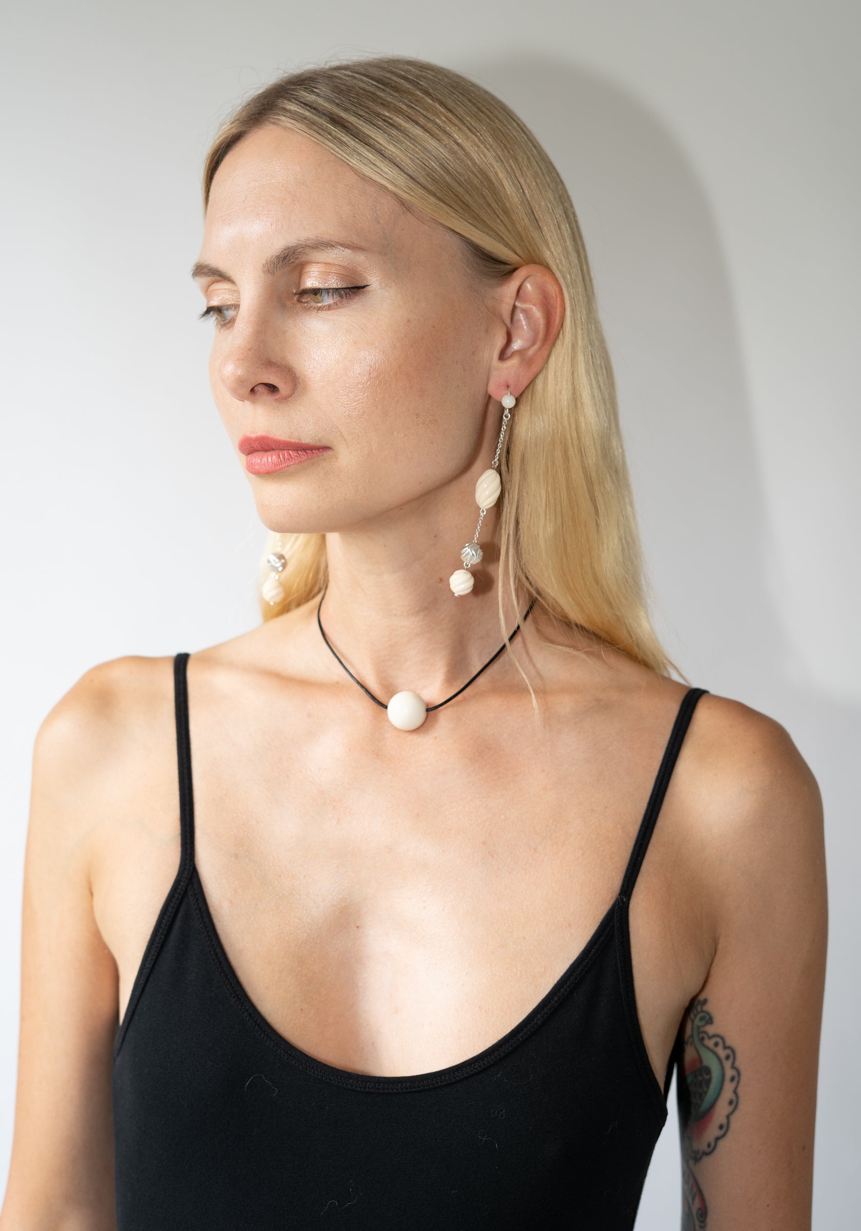 Sapir Bachar Coral Shell Long Earrings in Silver