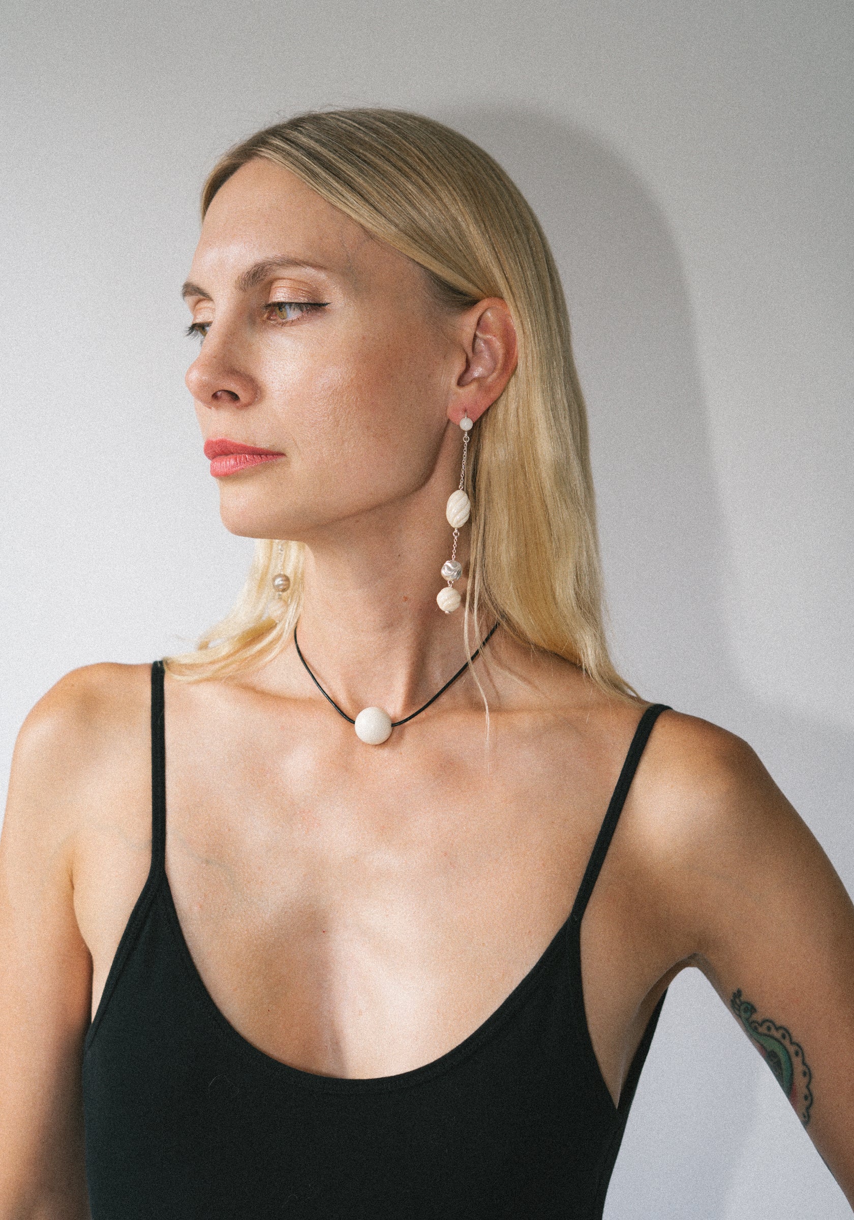 Sapir Bachar Shell Leather Choker in Silver