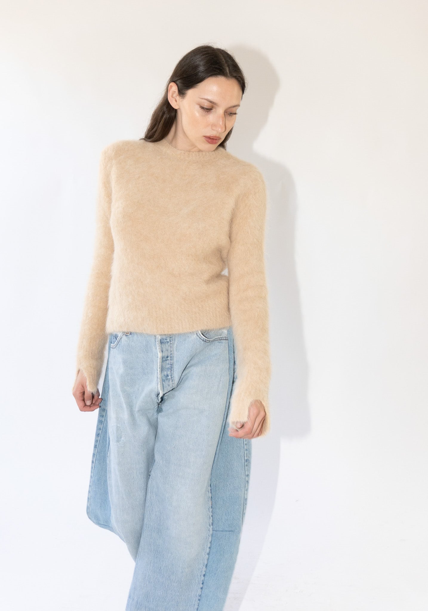 Cropped Sweater in Camel