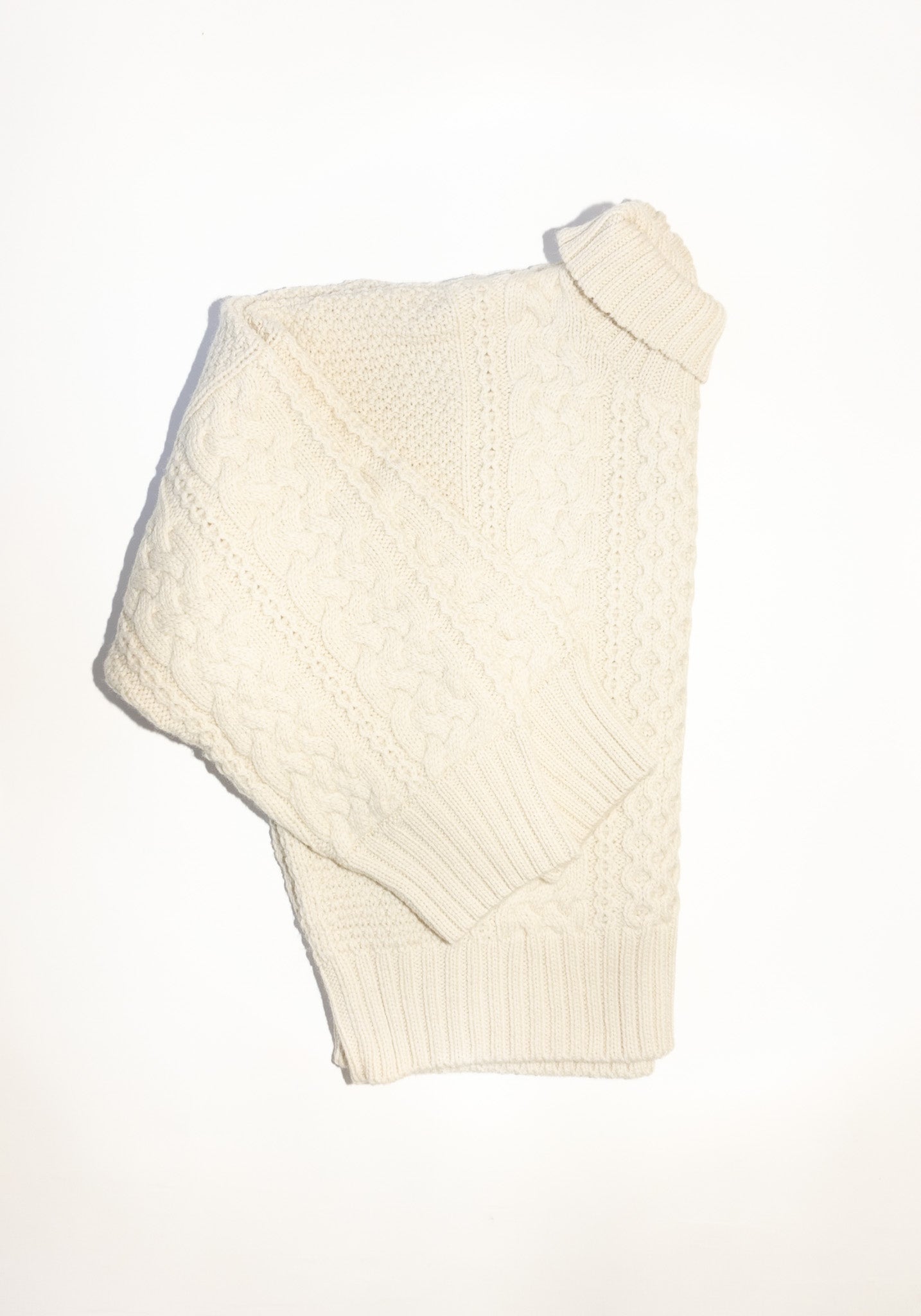 Shaina Mote Fisherman Turtleneck Sweater in Cream