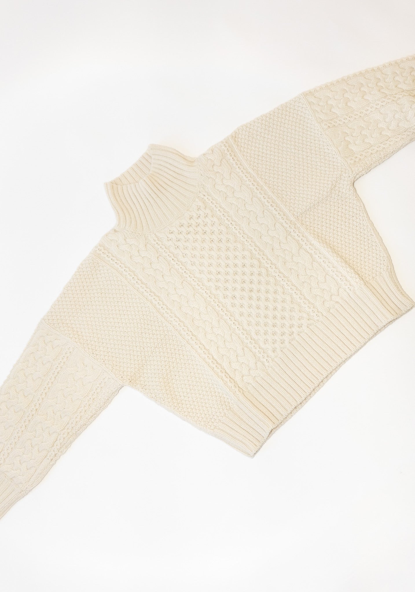 Shaina Mote Fisherman Turtleneck Sweater in Cream