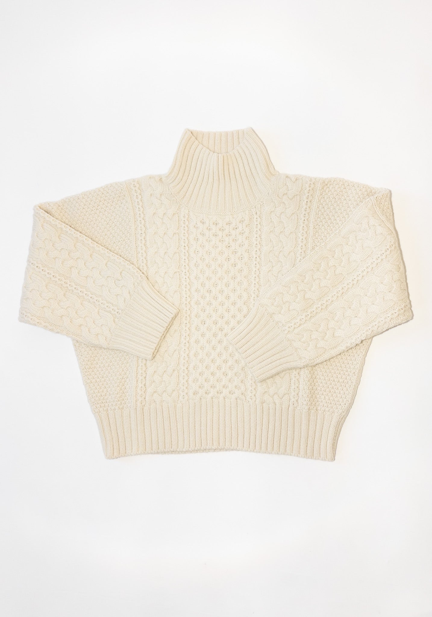 Shaina Mote Fisherman Turtleneck Sweater in Cream