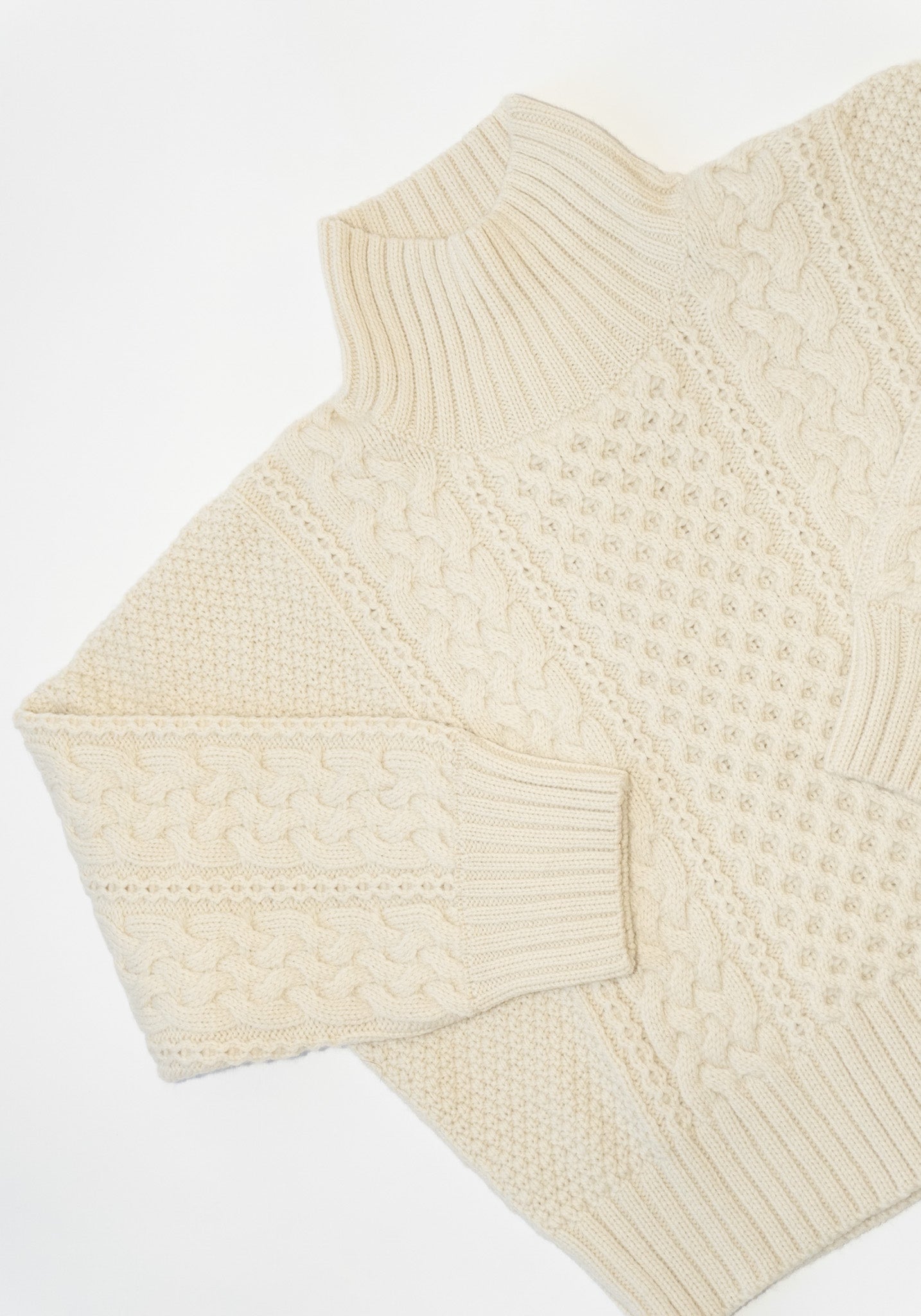 Shaina Mote Fisherman Turtleneck Sweater in Cream