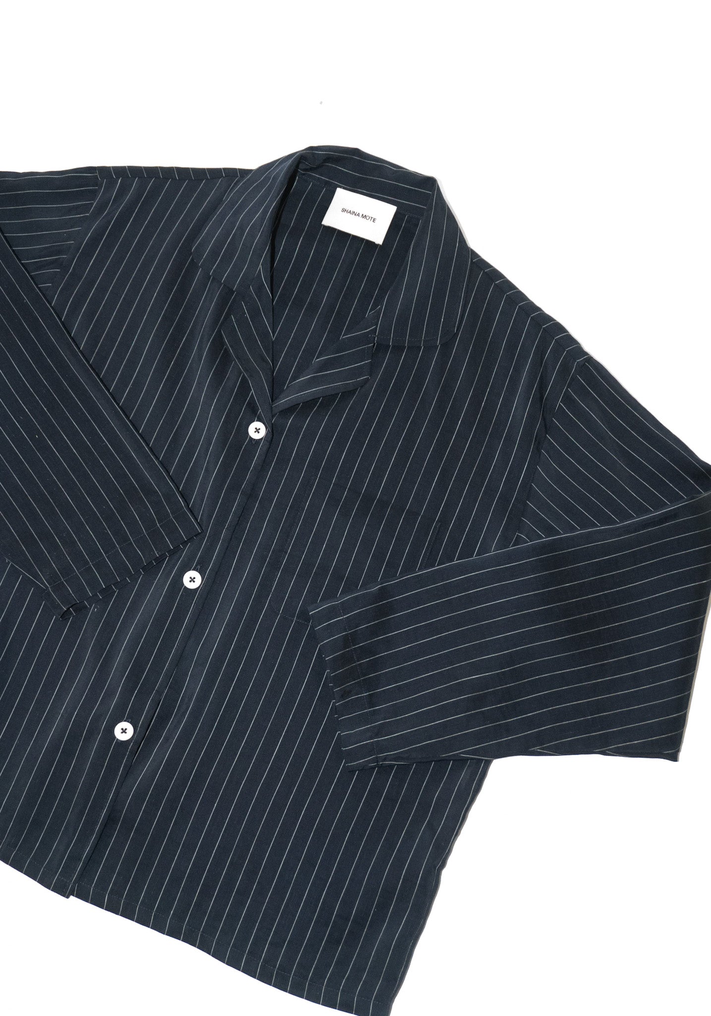 Pajama Shirt in Navy Pinstripe