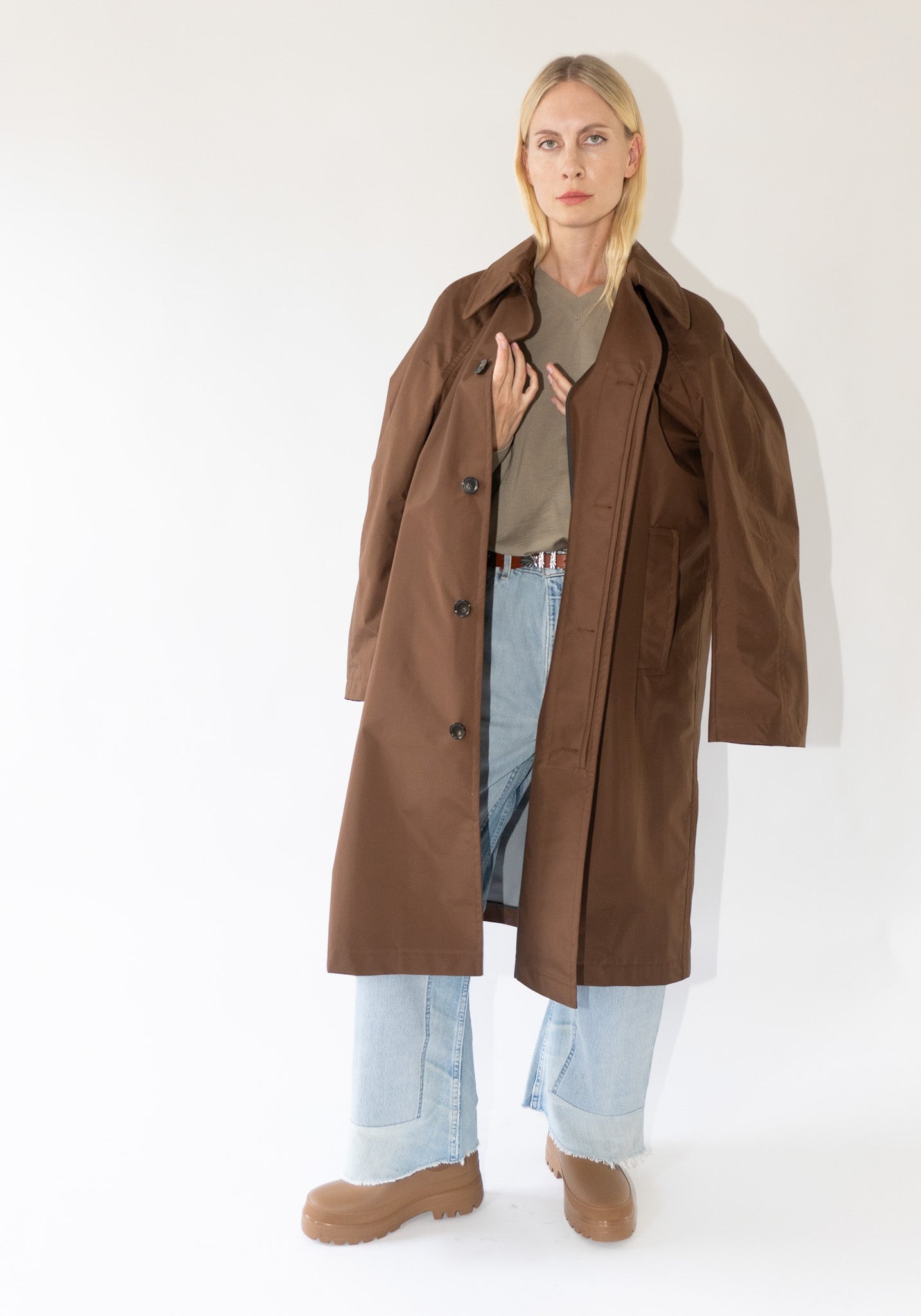 Sofie D'Hoore Curtis Trench Coat in Woven Chocolate