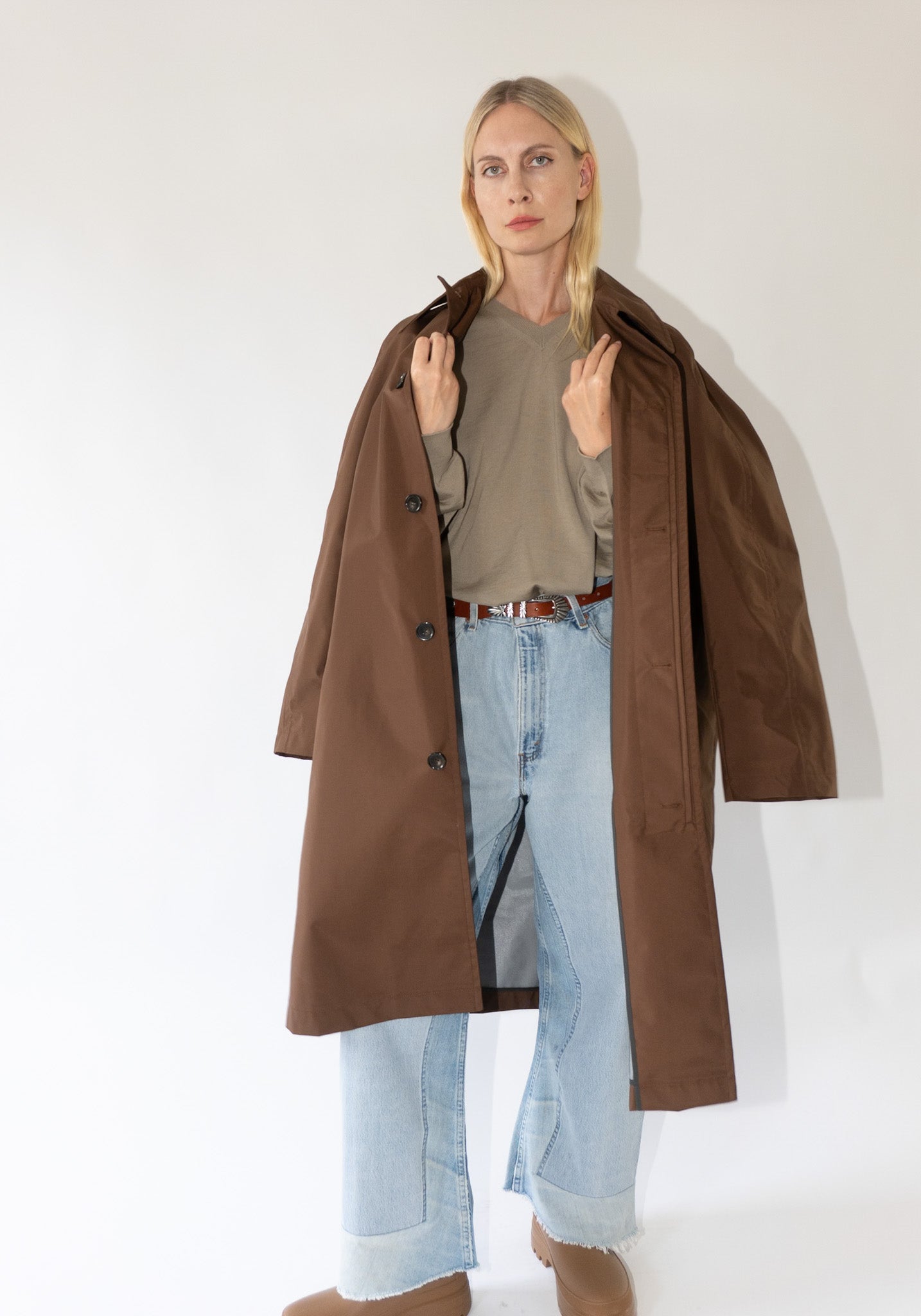 Sofie D'Hoore Curtis Trench Coat in Woven Chocolate