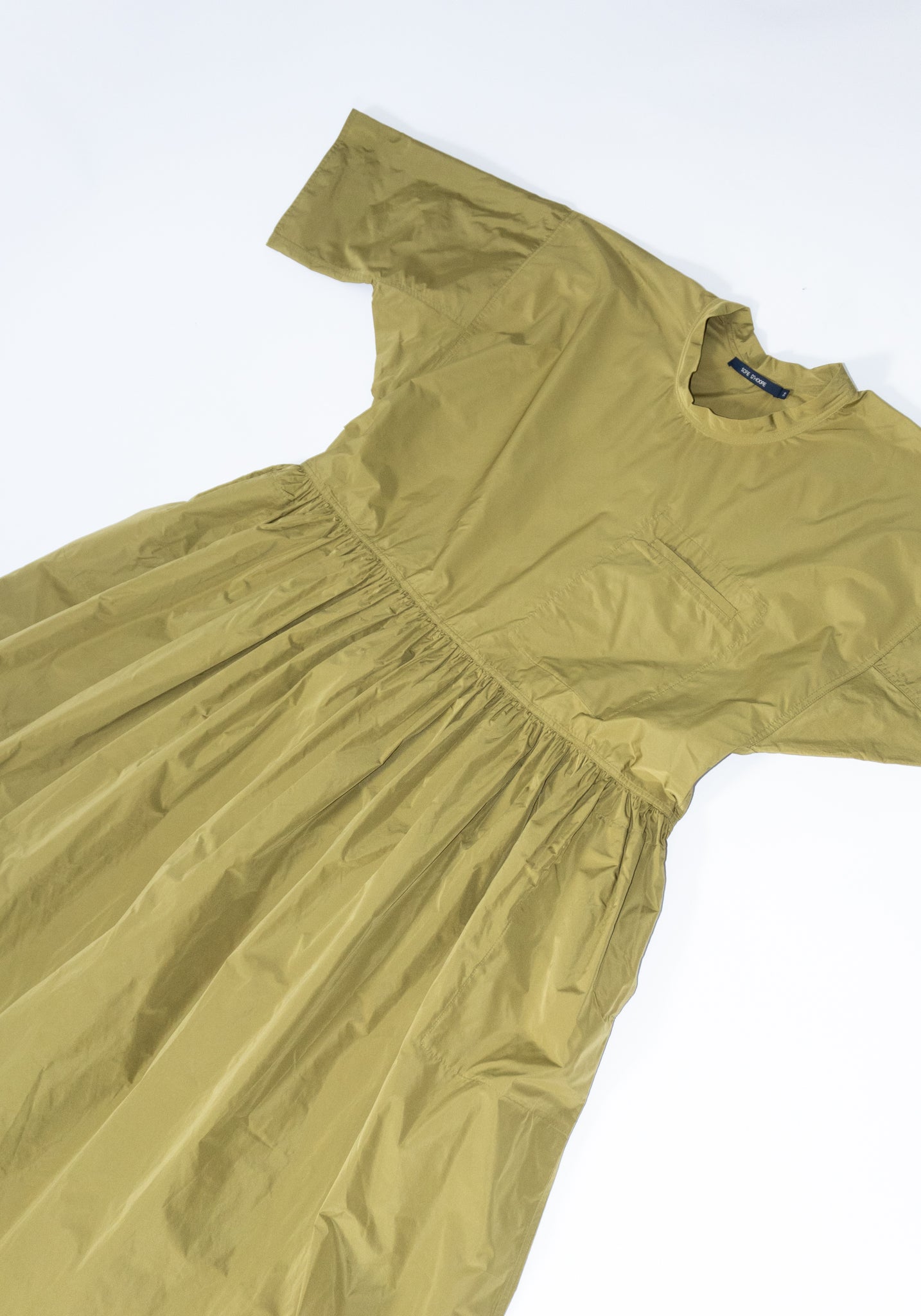 Sofie D'Hoore Delos Drop Waist Dress in Olive Oil