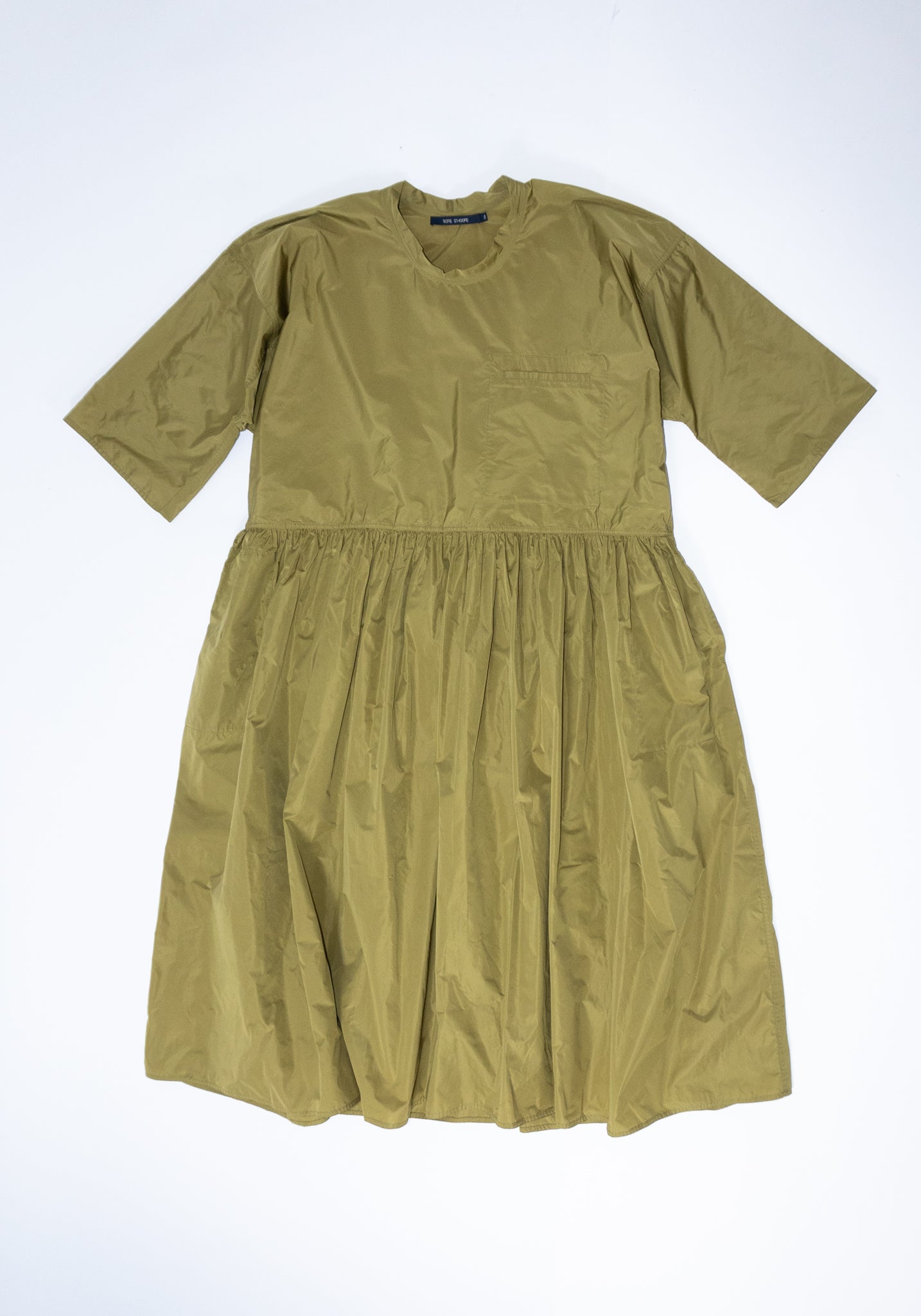 Sofie D'Hoore Delos Drop Waist Dress in Olive Oil