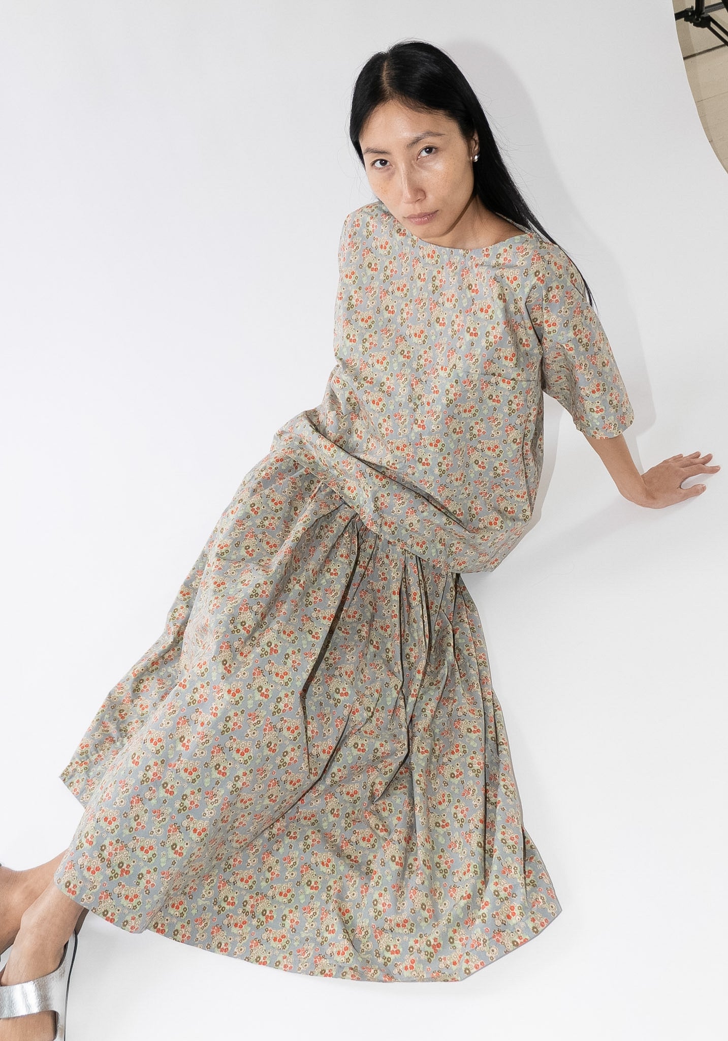 Skye Skirt in Dusty Blue Floral