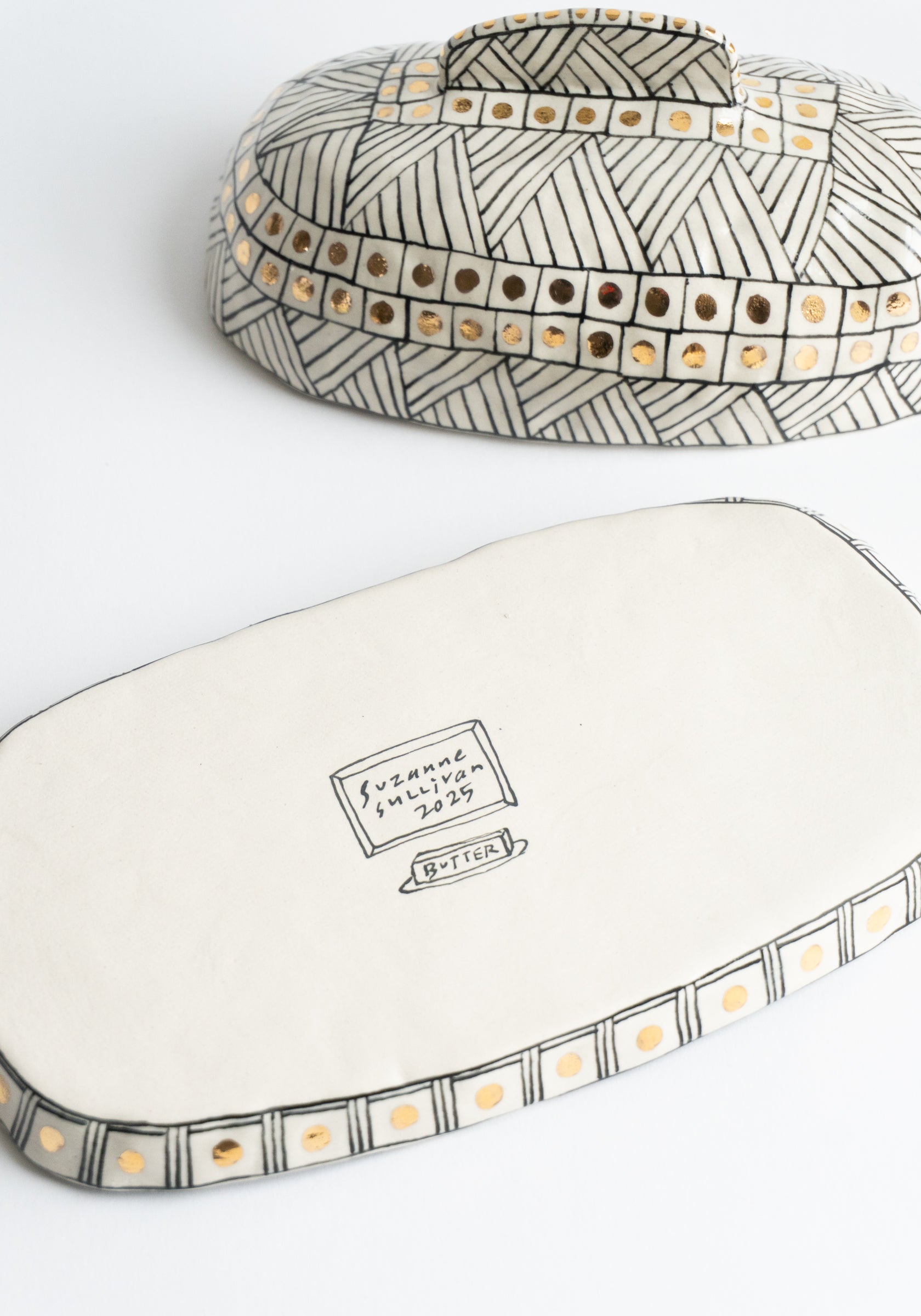 Black and Gold Butter Dish