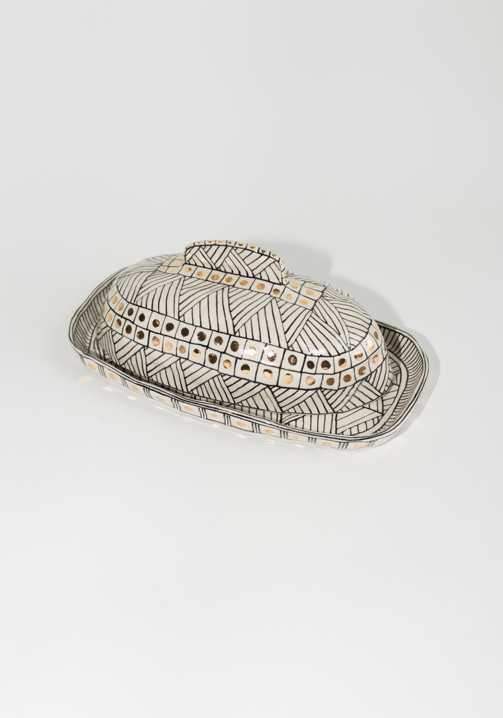 Black and Gold Butter Dish