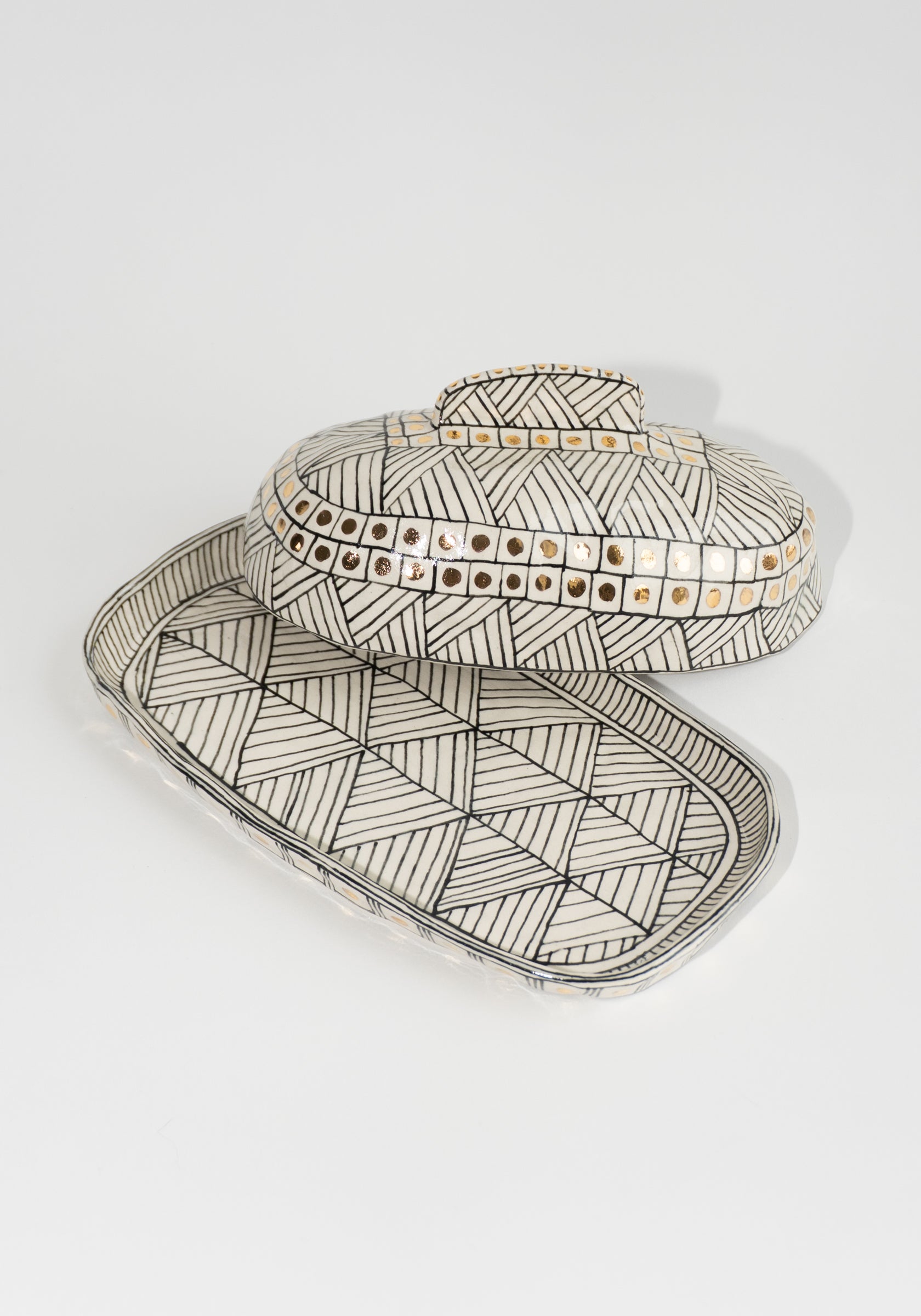 Black and Gold Butter Dish