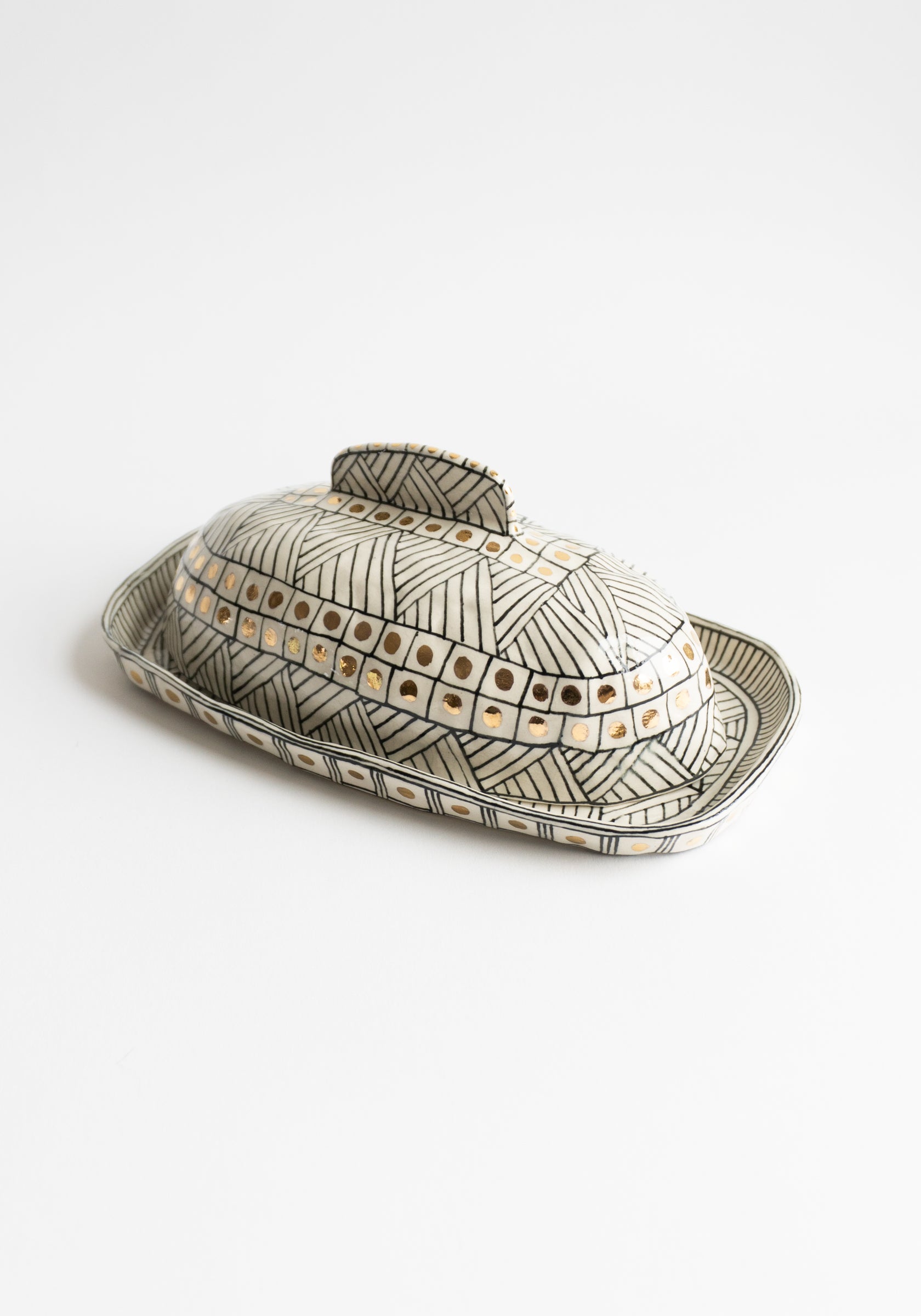 Black and Gold Butter Dish