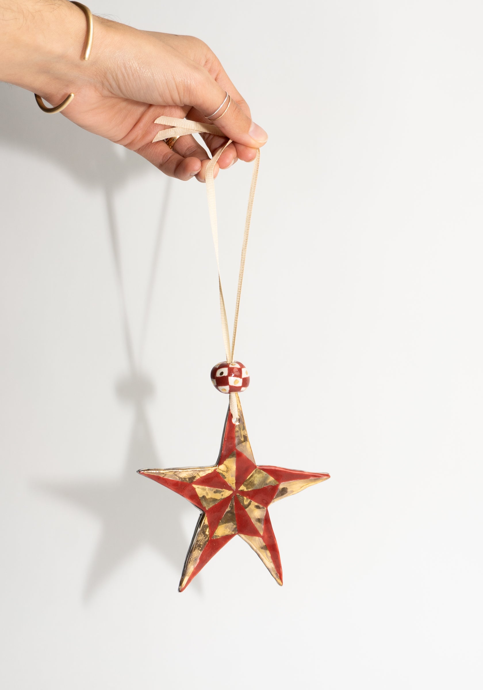 Gold and Red Star Ornament