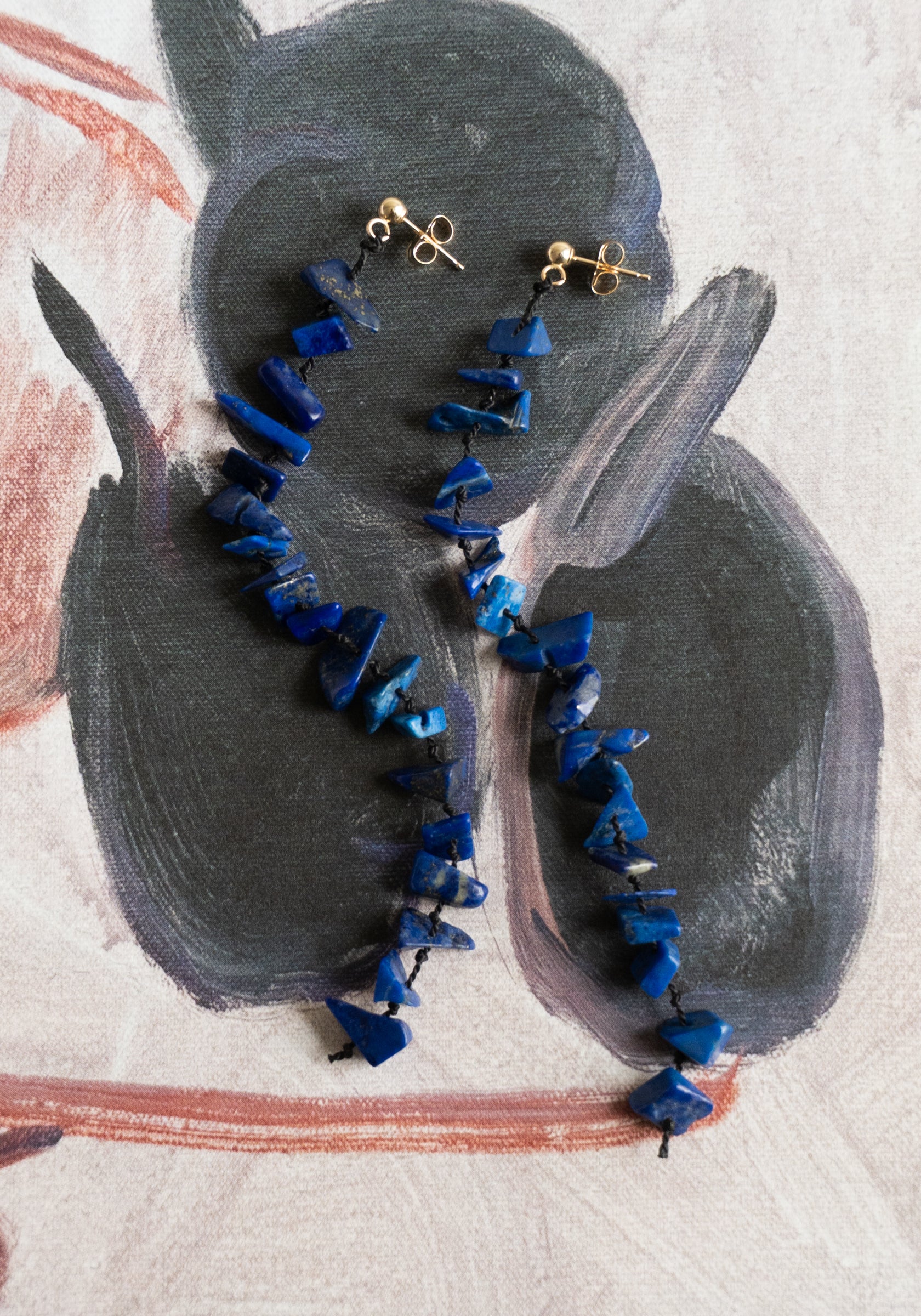 Siren Earrings in Lapis/Black