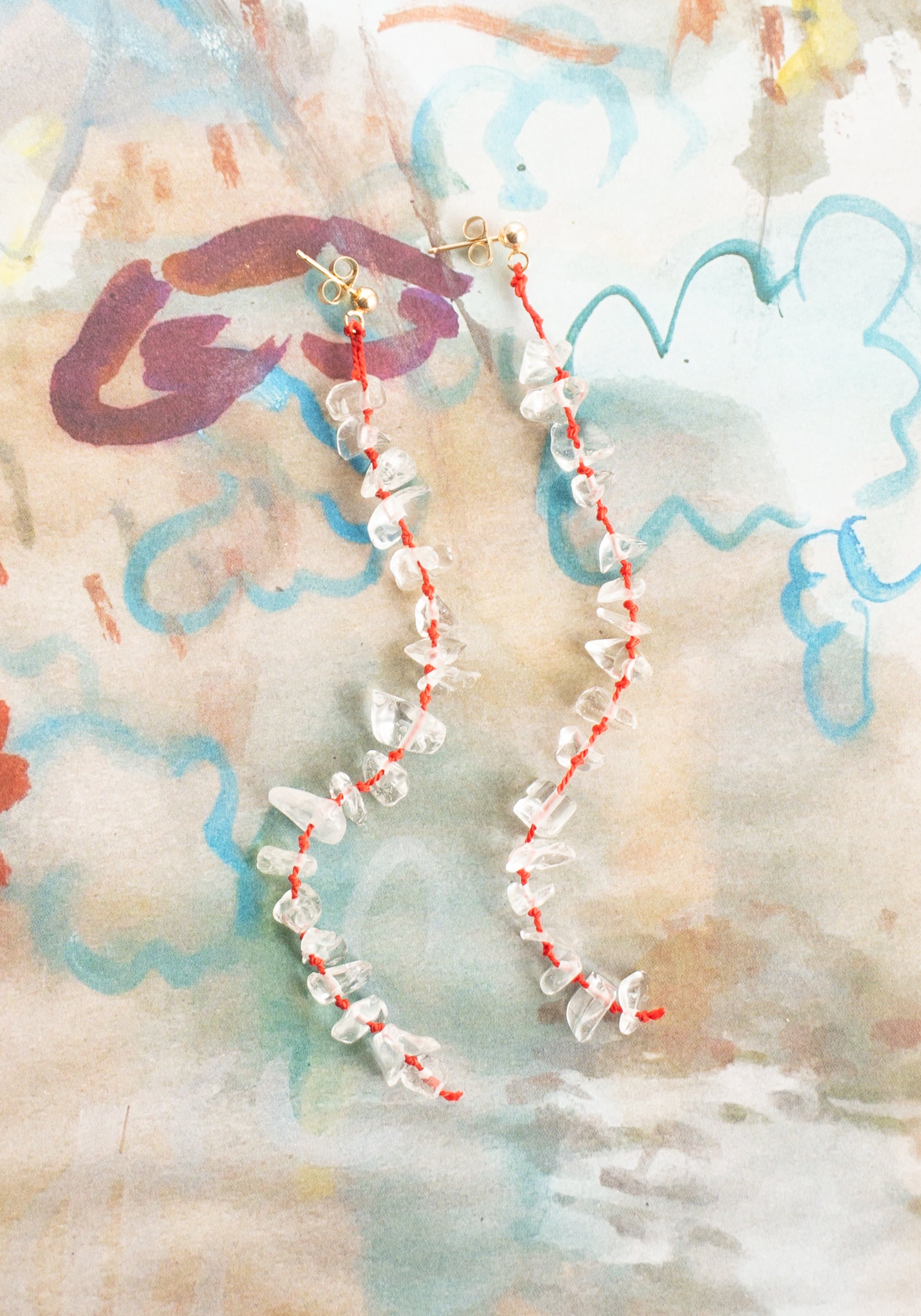 Siren Earrings in Quartz/Red