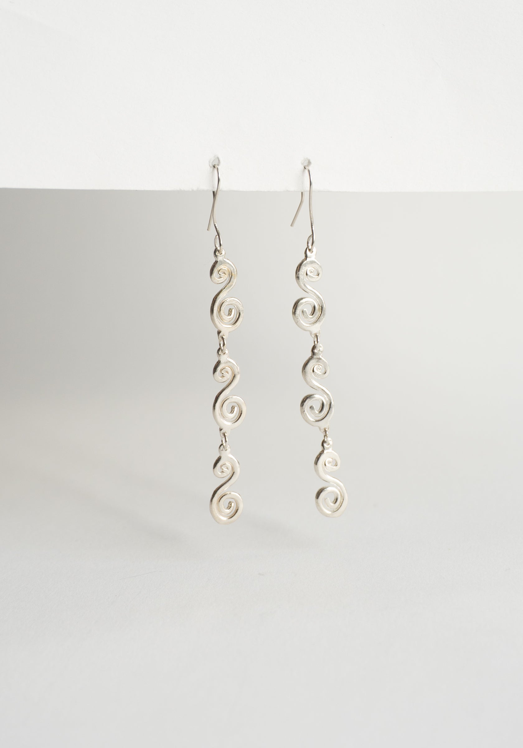 Spiral Dangle Earrings in Silver