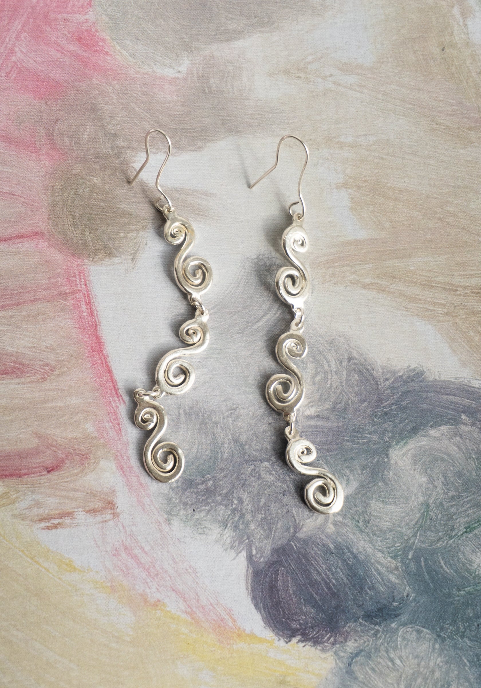 Spiral Dangle Earrings in Silver