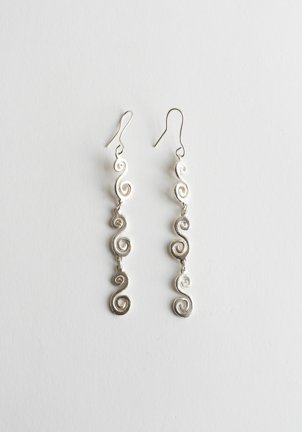 Spiral Dangle Earrings in Silver