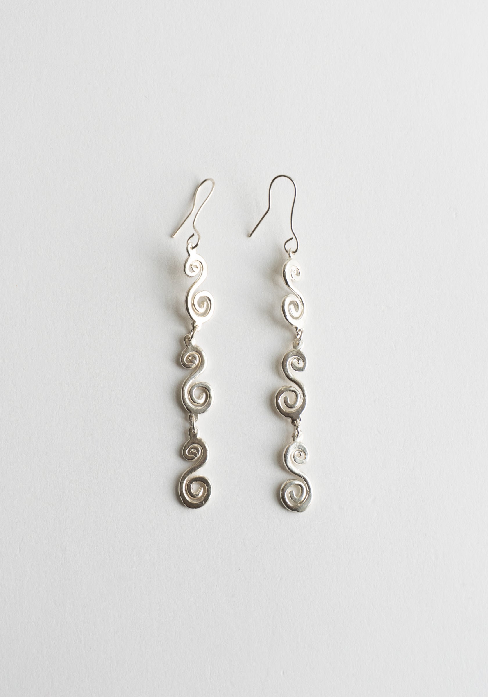 Spiral Dangle Earrings in Silver