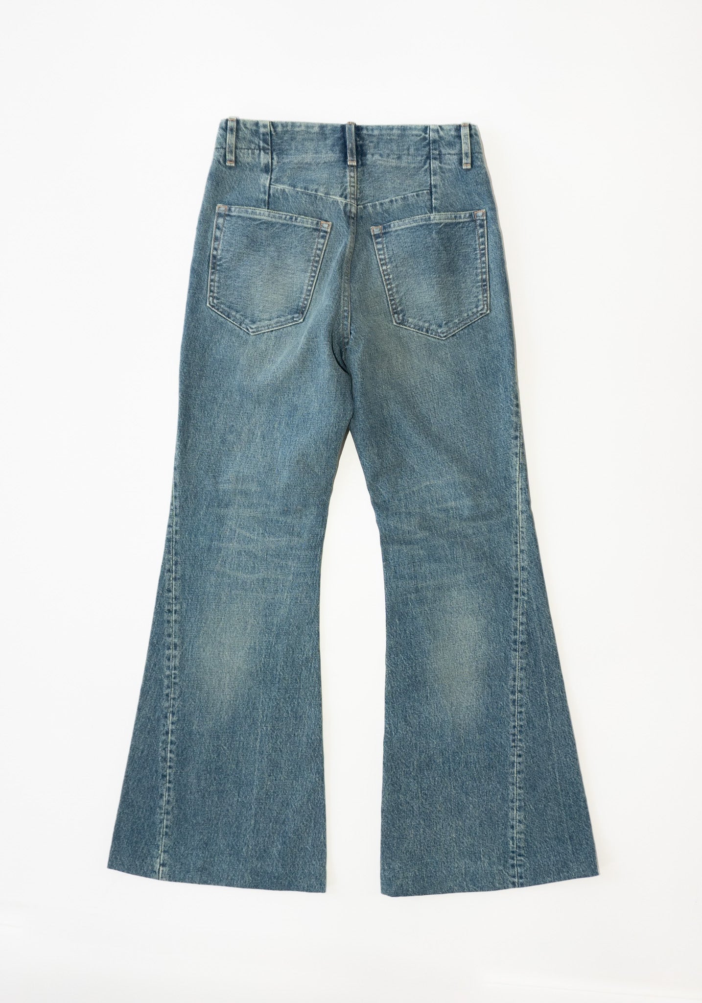 Tanaka Flare Jean Trouser in Green Blue