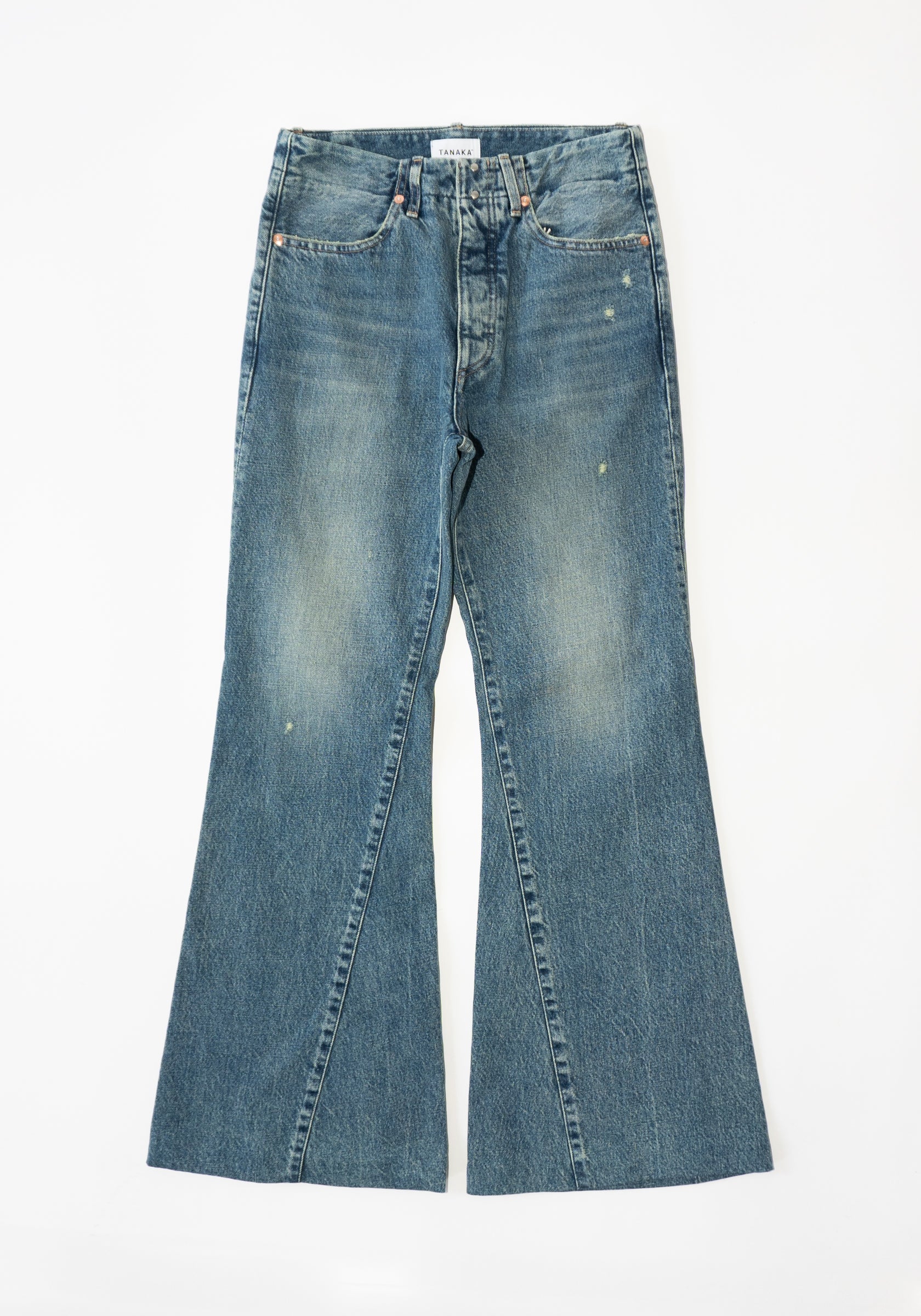 Tanaka Flare Jean Trouser in Green Blue