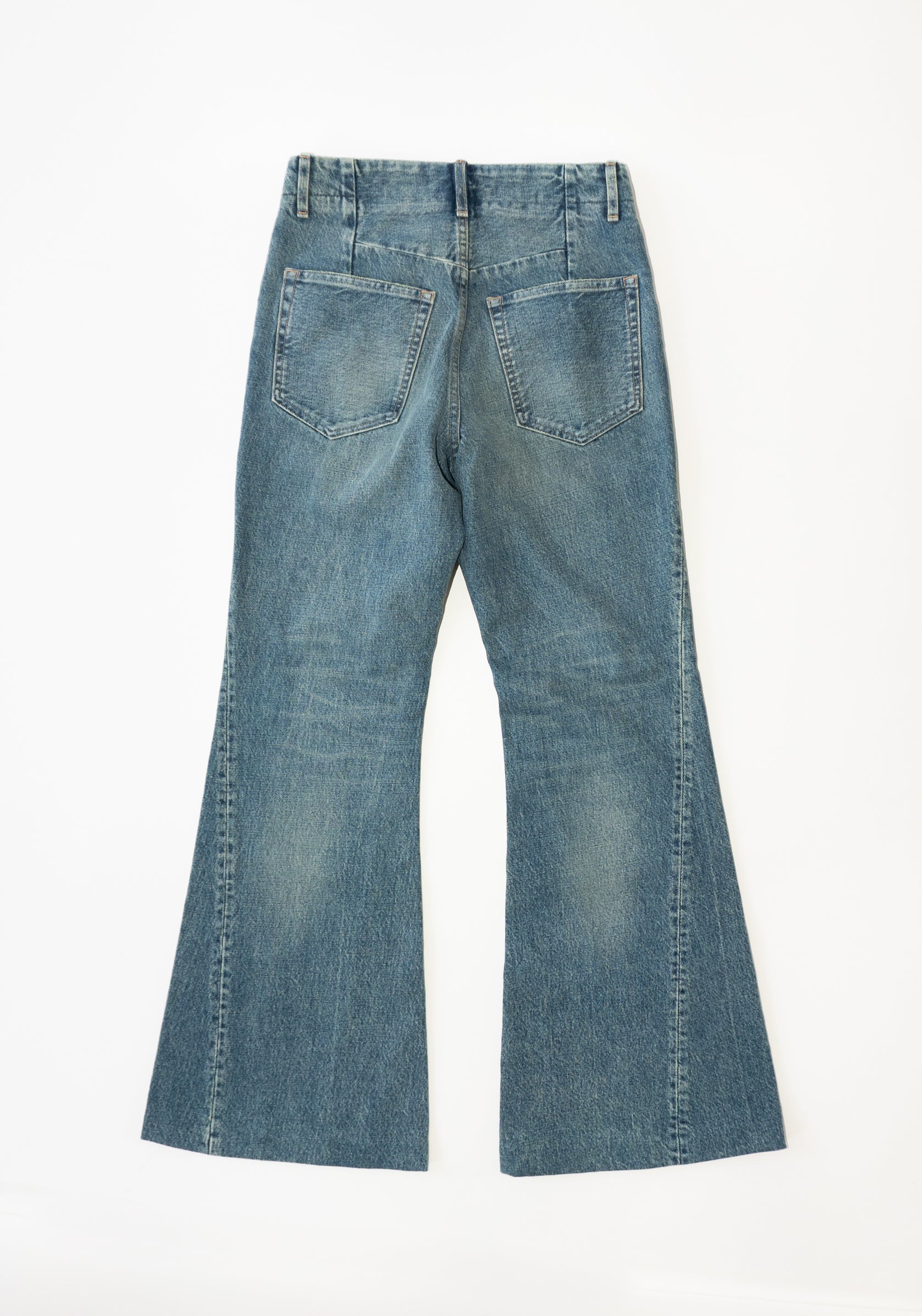 Tanaka Flare Jean Trouser in Green Blue