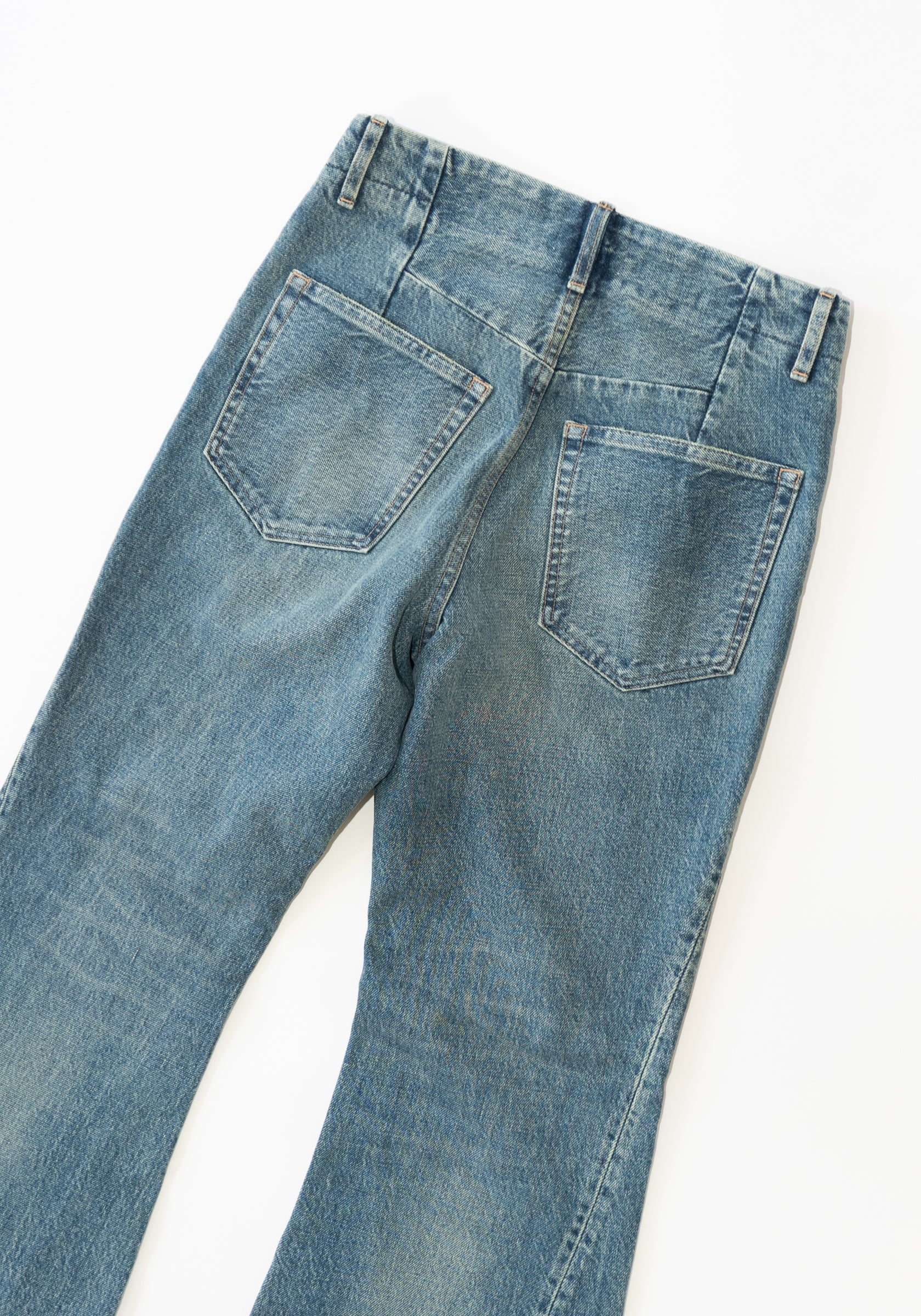 Tanaka Flare Jean Trouser in Green Blue