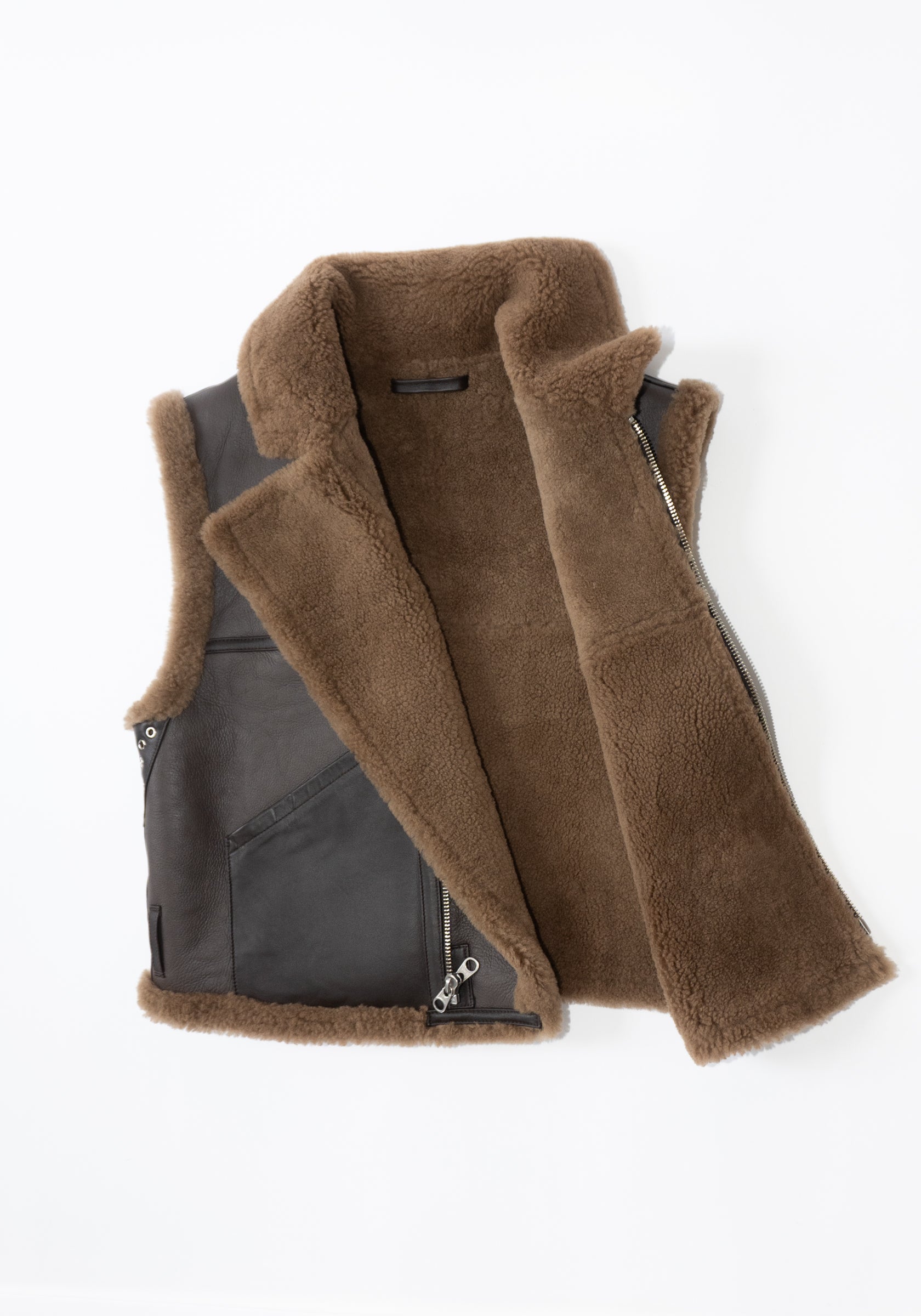 Shearling Vest in Brown