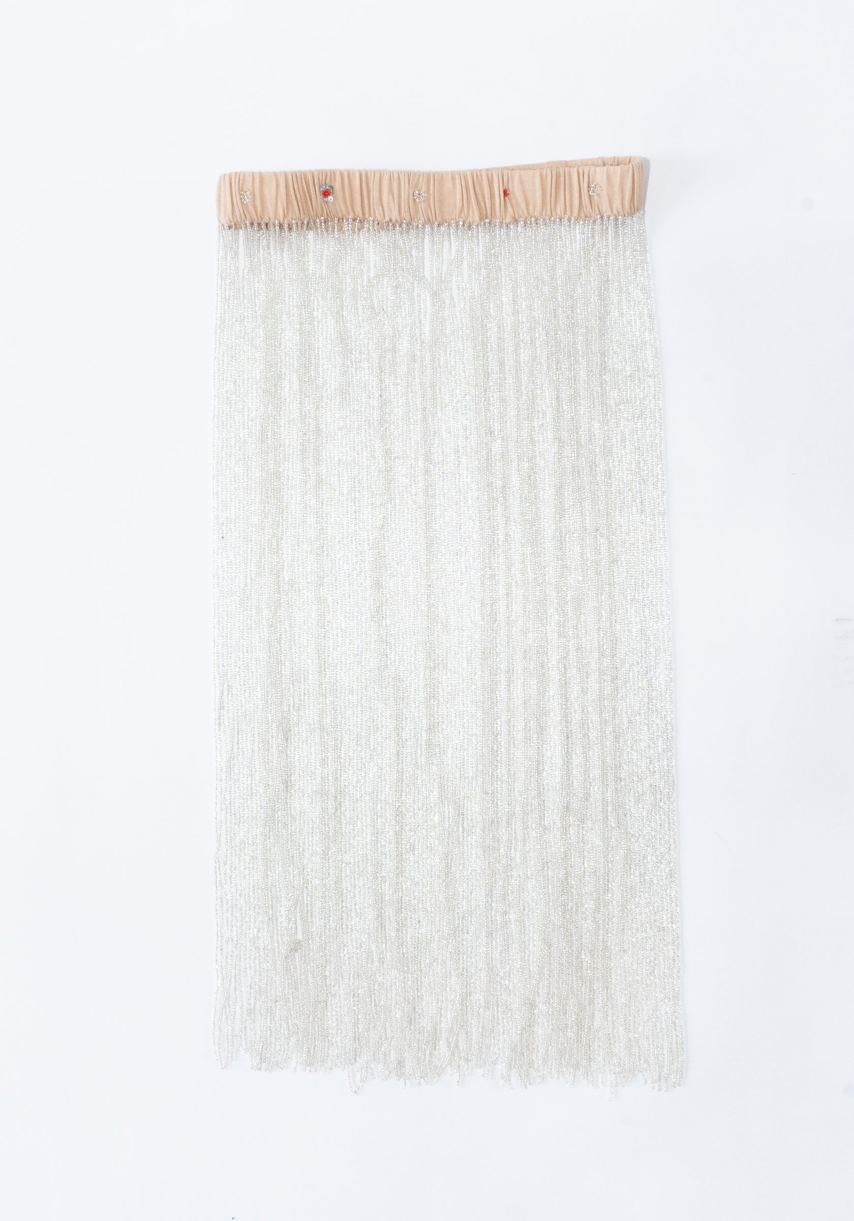 Beaded Fringe Belt in Beige