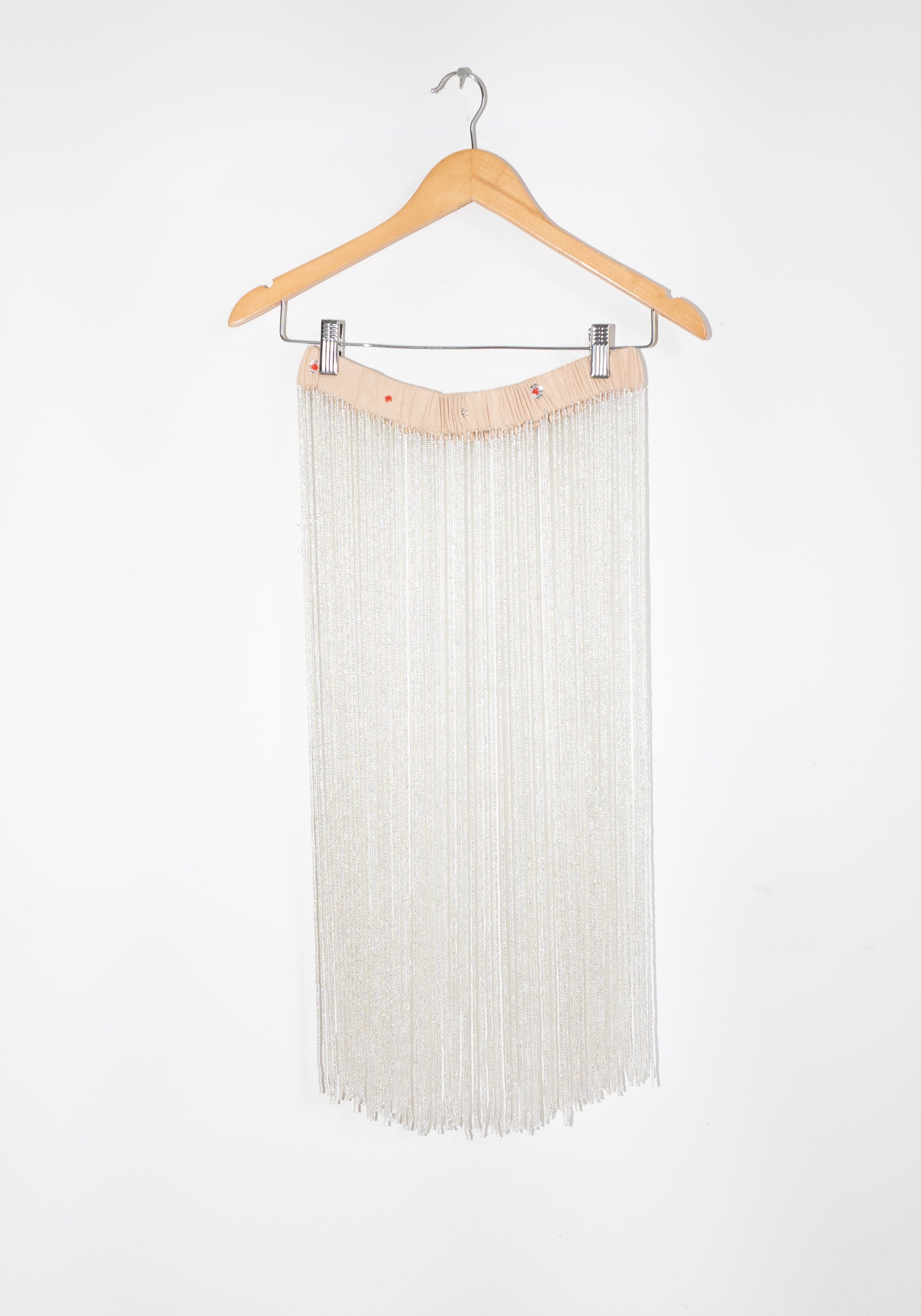 Beaded Fringe Belt in Beige
