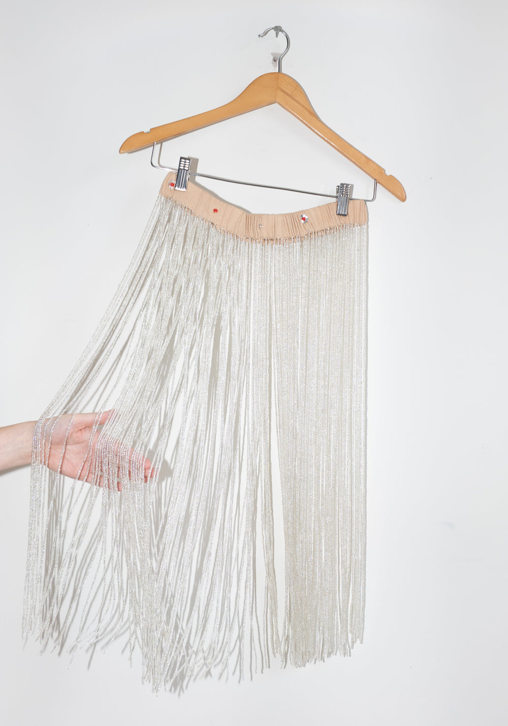 Beaded Fringe Belt in Beige