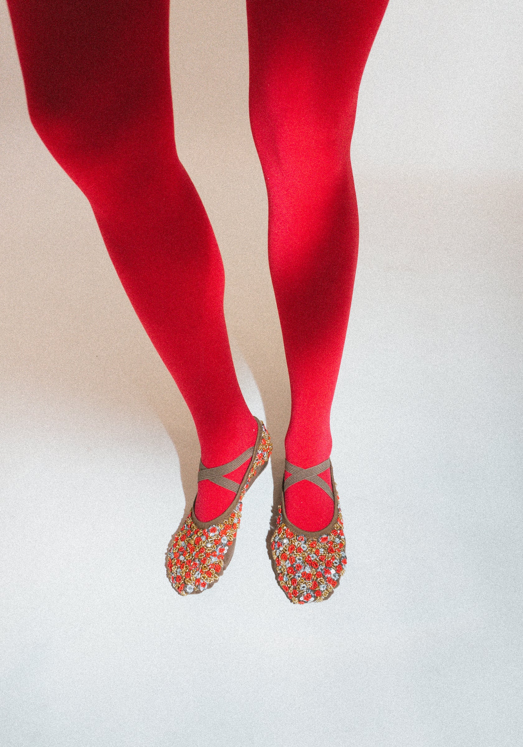 Beaded Tikki Ballet Slippers in Brown