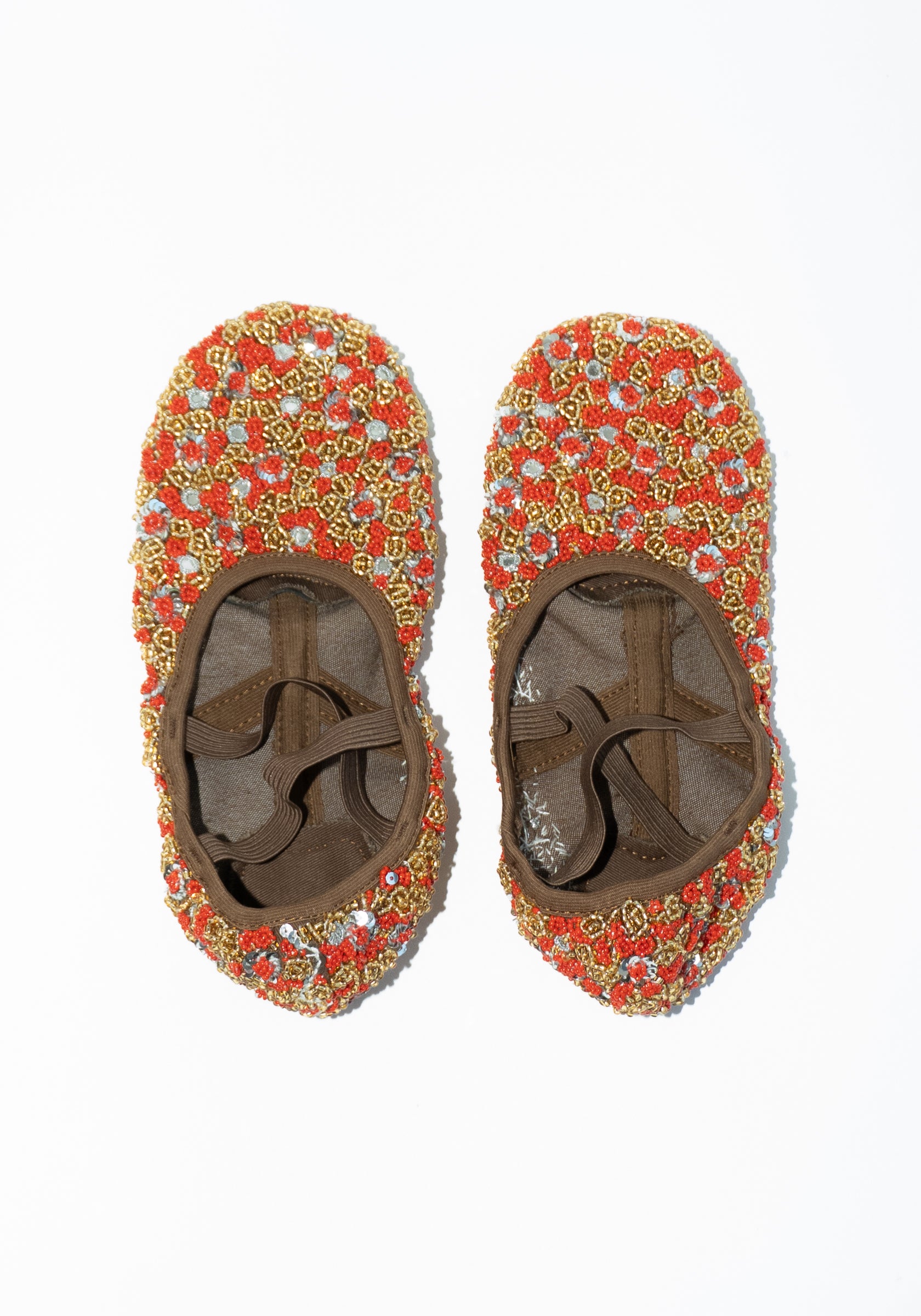 Beaded Tikki Ballet Slippers in Brown