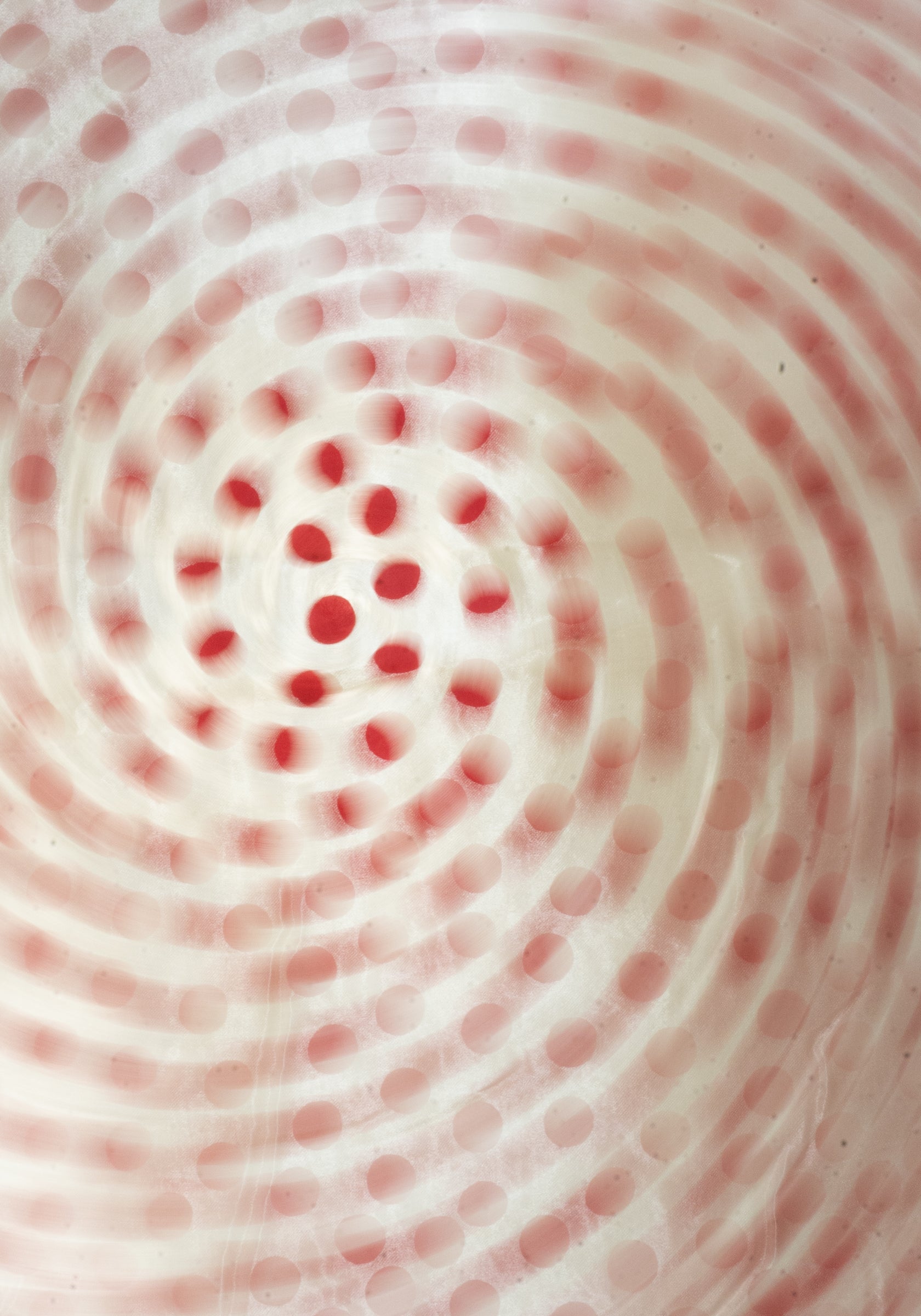 Tigra Tigra Blockprint Dot Puffy Quilt with Fringe in Cream and Red