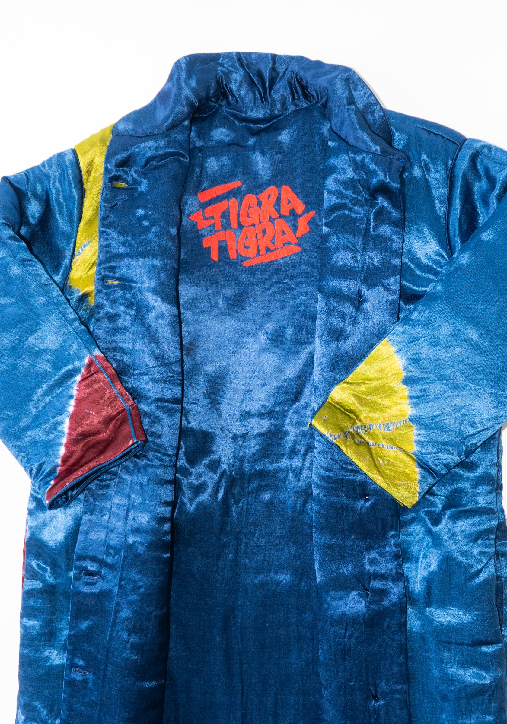 Tigra Tigra Long Coat in Jewel Blue Shibori