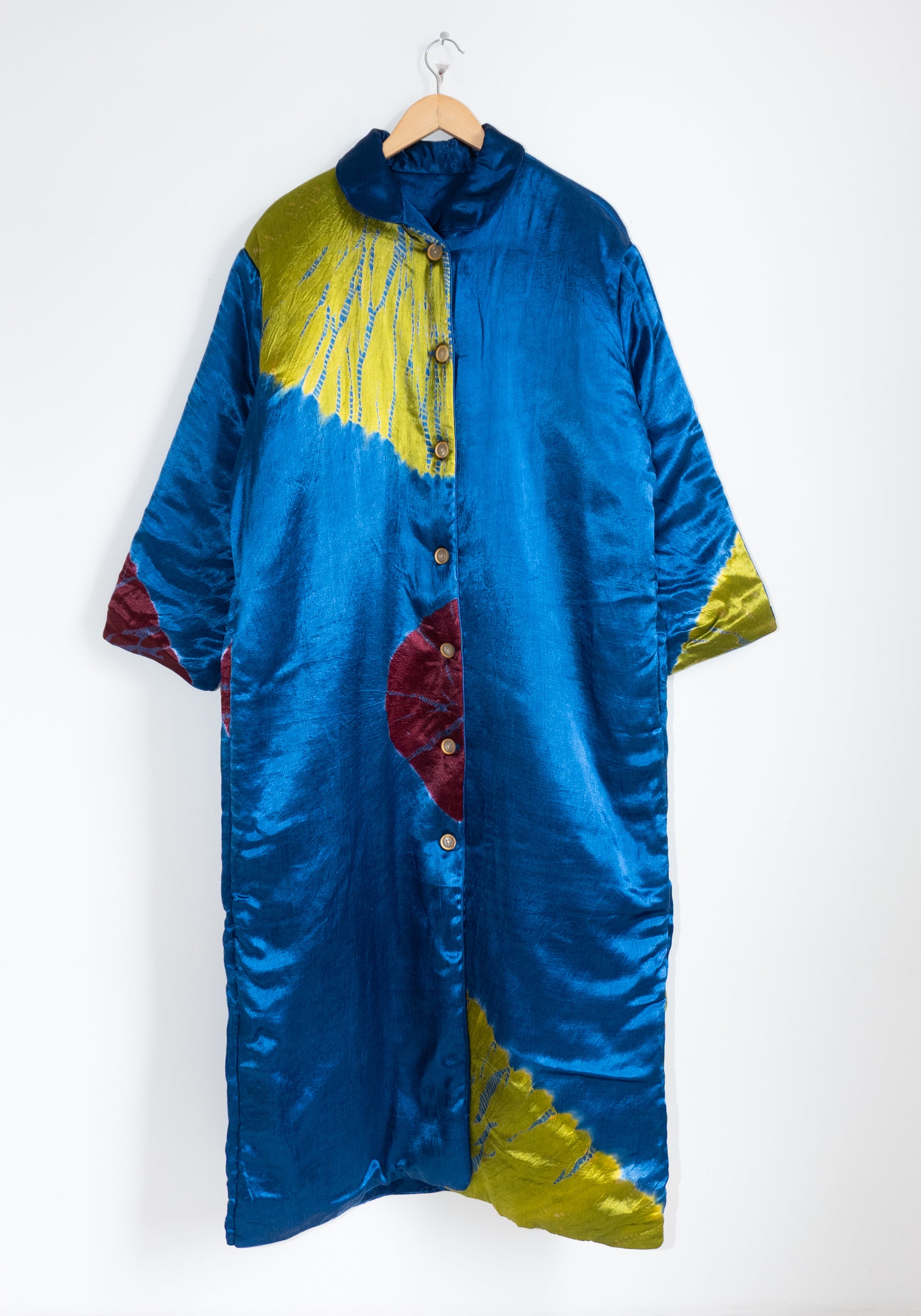 Tigra Tigra Long Coat in Jewel Blue Shibori